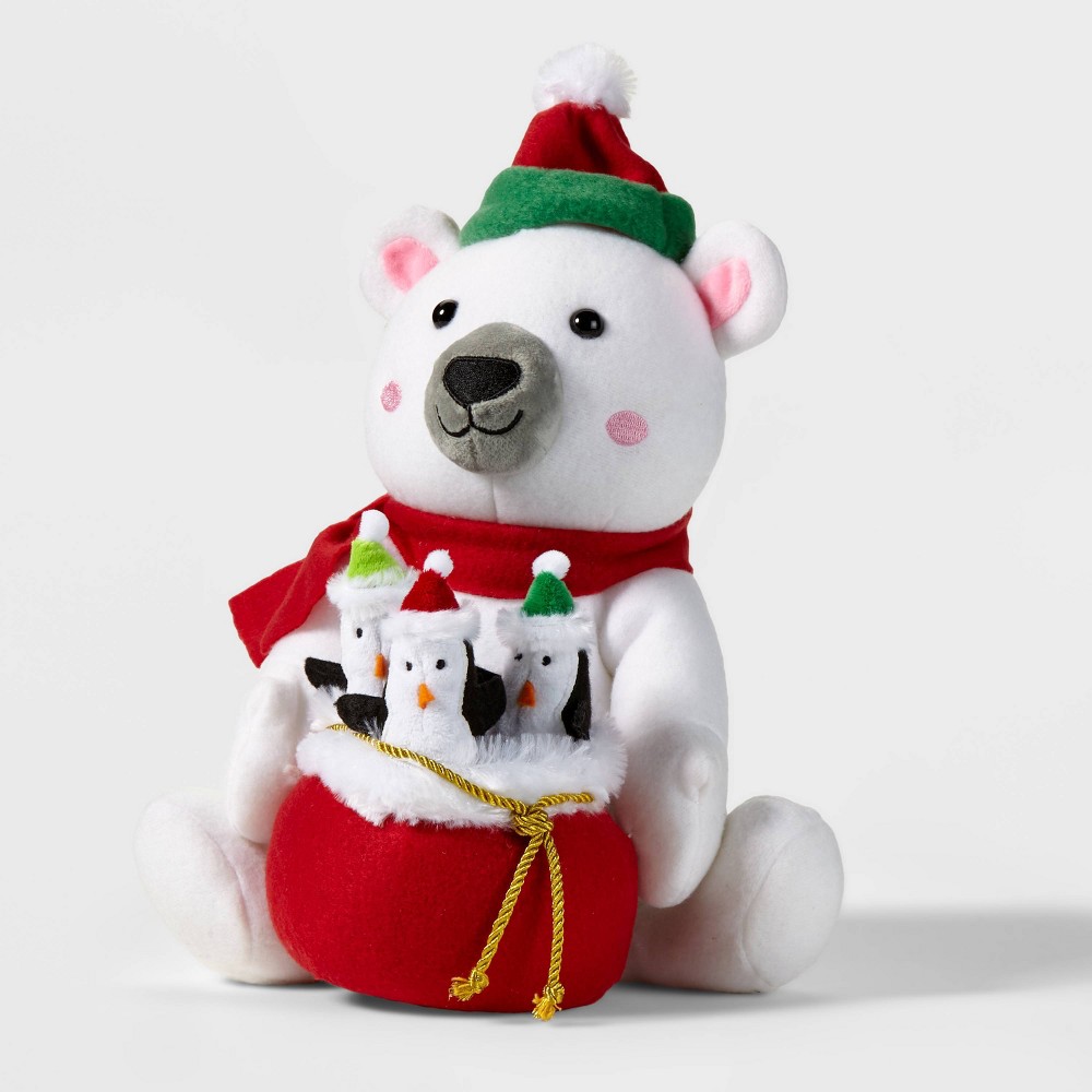 13" Animated Polar Bear with Penguins Decorative Figurine - Wondershop