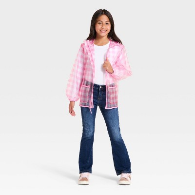 Детские куртки Cat & Jack Girls' Gingham Clear Rain Jacket - Cat & Jack™ Pink M — фото 3