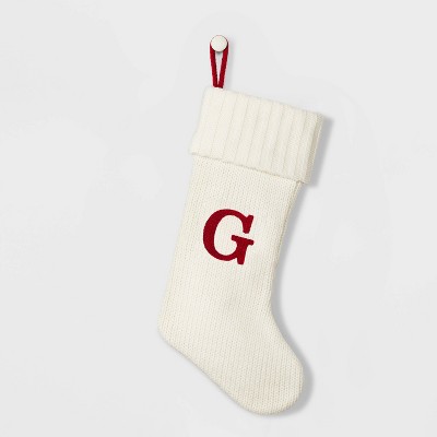 Knit Monogram Christmas Stocking White G - Wondershop&#8482;
