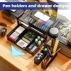 Simple Trending Monitor Stand Riser, Adjustable Angle Computer Desk Organizer with Drawer Storage and Pen Holder , Black - 3 of 4