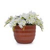 NAYSAYE Planter Set of 4 Ceramic Flowerpot Sleek Glossy Design for Indoor Outdoor Garden, Coral, 14.2"*14.2"*11.5" - 2 of 4