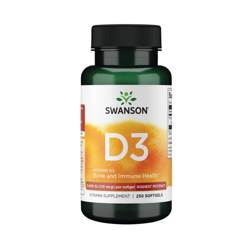 Swanson Vitamin D3 - Highest Potency 5,000 Iu Softgel 250ct, 1 of 7