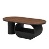 Sapphtopaz Luxury Industrial Oval Coffee Table with ith Storage Shelf & Drawer, Modern Coffee Table for Living Room – Sturdy Metal Frame Center Table - 4 of 4