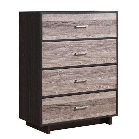 Richfield Two Tone 4 Drawer Dresser Espresso Rustic Medium Oak