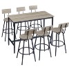 Hooseng Bar Table And Chairs Set of 7, Farmhouse Counter Height Pub Set for 6 Dining Table Set, Tall Dining with 6 PU Leather Chairs - 4 of 4