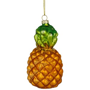 Northlight 4.75" Glittered Pineapple Glass Christmas Hanging Ornament - 1 of 4