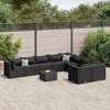 vidaXL Patio Sofa Set with Cushions Lounge Setting Outdoor Furniture Poly Rattan - Black 4x Corner 5x Middle Table - 2 of 4
