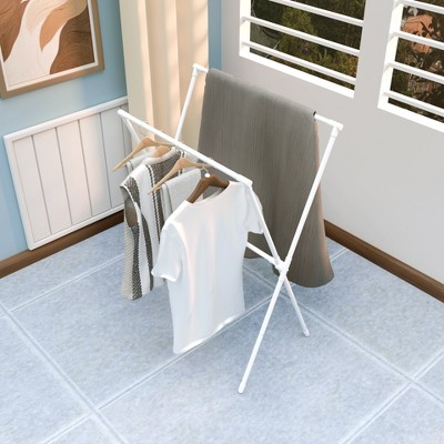 KTMBDW 62 Inches Clothes Drying Rack, Laundry Drying Rack Folding Indoor Outdoor, Portable Drying Rack Clothing, Free-Standing Laundry Stand, White