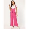 Allegra K Women's High Waist Wide Leg Belted Button Long Overalls Jumpsuit - 3 of 4