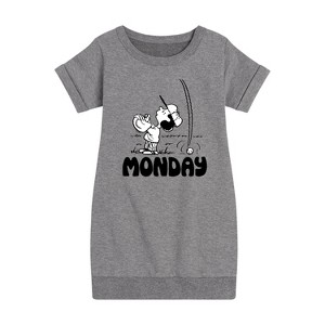 - Peanuts - Lucy Monday Graphic Short Sleeve Fleece Dress - 1 of 4