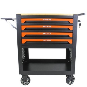 Belatt 4-Drawer Garage Organizer Cart - Heavy-Duty Tool Chest with Wooden Top, Adjustable Shelf & 45KG Ball-Bearing Slides - 1 of 4