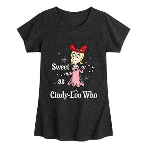 Girls' - Dr. Seuss - The Grinch Sweet As Cindy Lou Who Fitted Short Sleeve Graphic T-Shirt - 1 of 4