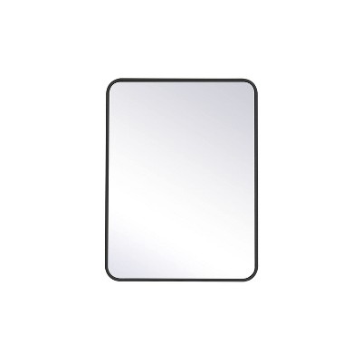 Elegant Lighting Soft corner metal rectangular mirror 24x32 inch in black