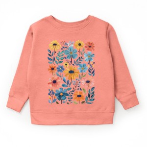 The Juniper Shop Watercolor Daisy Garden Youth Sweatshirt - M - Mauve - 1 of 4