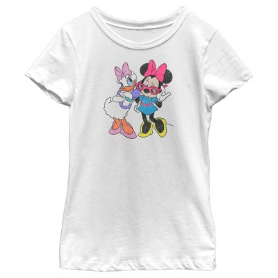 Girl's Mickey u0026 Friends Daisy Duck and Minnie Mouse T-Shirt - White - X  Small