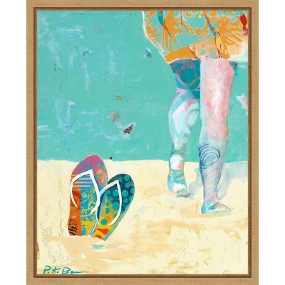 Amanti Art Flip Flops on the Beach by Pamela K B Canvas Wall Art Print Framed 16 x 20-in.