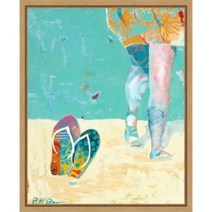Amanti Art Flip Flops on the Beach by Pamela K B Canvas Wall Art Print Framed 16 x 20-in. - 1 of 4