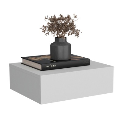 TIRAMISUBEST Light Gray Floating Nightstand with Drawer, Pine Wood Modern Shelf for Coastal Bedrooms