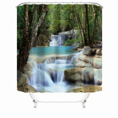 Pond And Tree Shower Curtains for Bathroom Waterproof Fabric Bath Curtain Durable Soft Stylish Bathroom Decor 72x72 Inch