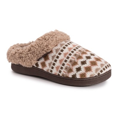 MUK LUKS Women's Suzanne Clog Slipper, Ivory/Rosey Pop, S (5-6)