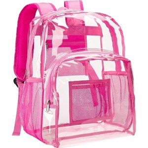 Clear Heavy Duty PVC Transparent Backpack - Extra Large Size with Reinforced Straps, Ideal for College - 1 of 4