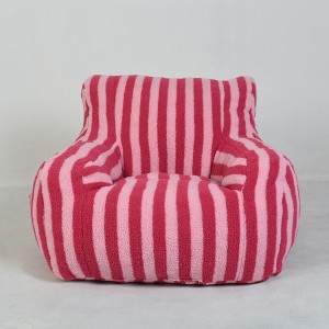 Vynxaria Bean Bag Seats Pink & White Striped Tufted Sofa Chair for Adults & Kids with Handy Pockets - 1 of 4