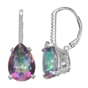 Designs by Gioelli Sterling Silver Simulated Gemstone Leverback Earrings - 1 of 2