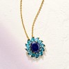 Ross-Simons 4.30 Carat Sapphire and 3.30 ct. t.w. London Blue Topaz Flower Pendant Necklace in 18kt Gold Over Sterling Size 18 - 3 of 4