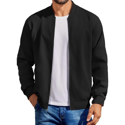COOFANDY Men's Bomber Jacket Lightweight Flight Jackets Casual Softshell Varisty Jacket Black M