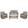 4-Piece Outdoor Patio Conversation Set, All-Weather Wicker Sectional Sofa with Ottoman and Cushions - 2 of 4