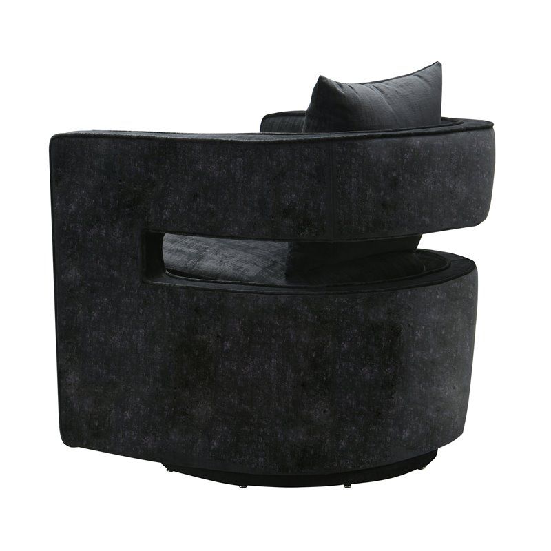 TOV Furniture Kennedy 17.8" Transitional Velvet Swivel Accent Chair in Black, 4 of 8