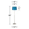 360 Lighting Abba Modern Floor Lamp Standing 66" Tall Brushed Nickel Turquoise Satin Tapered Drum Shade for Living Room Bedroom Office House Home - 4 of 4