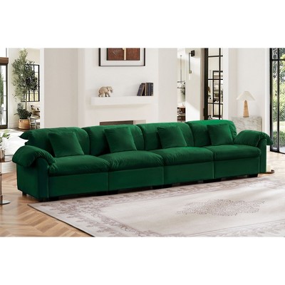 Extra-Large, Extended 4-Seater Modern Velvet Sofa, Oversized Cloud-Soft Couch with Comfortable Seating & Back Support, Storage Under Each Seat