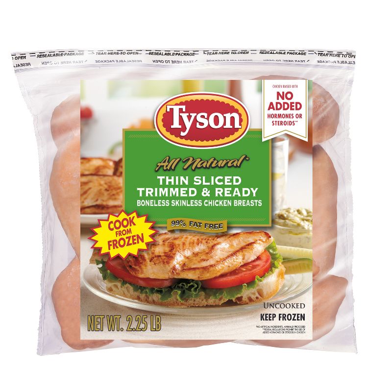 Tyson Thin Sliced Trimmed &#38; Ready Boneless &#38; Skinless Chicken Breast - Frozen - 36oz, 1 of 5