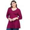 Plus Three Quarter Sleeve V Neck Tunic Top - 24seven Comfort Apparel™ - 2 of 4