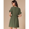 INSPIRE CHIC Women's Button Down A-Line Drawstring Waist Casual Dress - 3 of 4