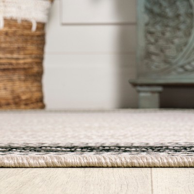 Lucia Geometric Diamond Border Cream/Black 3' x 5' Outdoor Rug