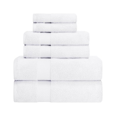 Fast-drying Zero-twist Cotton Assorted 6-piece Towel Set, White - Blue ...