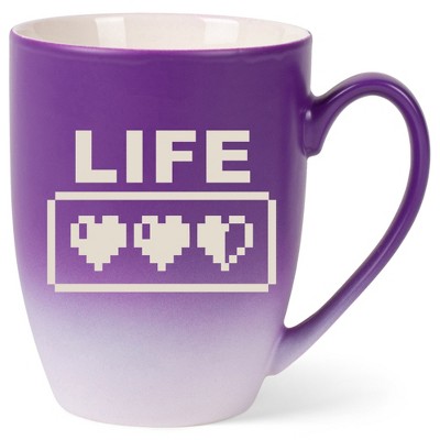100 North Gaming 10 Ounce Purple and White Two Toned Ombre, Comfortably Fits Your Hands, Ceramic Tea Coffee Cup Mug, Life