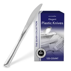 Stock Your Home 125-Pack Disposable Heavy Duty Plastic Knives (Silver) - 1 of 4