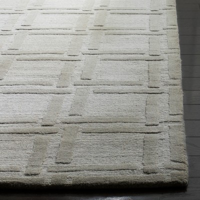 Gray Hand-Tufted Wool Non-Slip Runner Rug, 27" x 7"