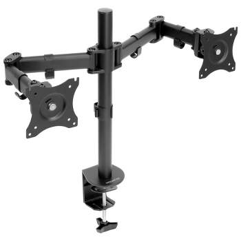 Mount-It! Dual Monitor Mount | Double Monitor Desk Stand Arm | Two Articulating Arms Fit Two Screens 17 - 27 Inch Computer | C-Clamp Base