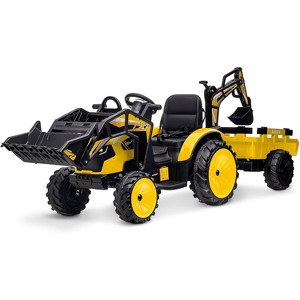 3-in-1 Ride-on Car, Ride-on Tractor with Bucket, Excavator Trailer with Remote Control, EVA Tires, LED Lights, Music, USB Port - 1 of 4