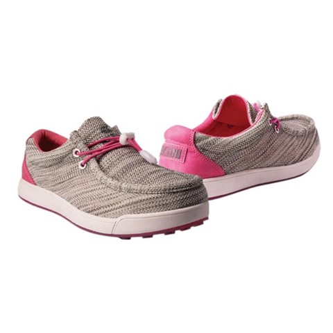 Обувь SKONI Women's Spikeless | Slip On | Lightweight | Golf Shoe (Grey/Pink, 7.5)