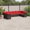 vidaXL 10 Piece Patio Sofa Set with Cushions Brown Poly Rattan - Brown and Red Without Table - 2 of 4