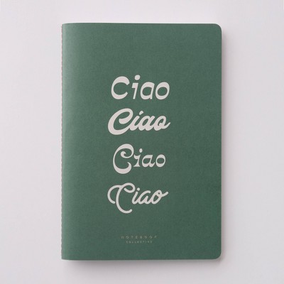 Notebook Collective 120pg Ruled Notebook 5.75"x8.25" Green Ciao: College Ruled Journal, Soft Cover, Sewn Binding
