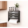 Yukimo 12"H Bamboo Kitchen Organizer with Wrap Dispenser, Paper Towel Holder, Cutter and Storage Rack for Foil, Plastic Wrap, Wax and Accessories - 2 of 4