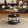 HDZNVF 47.3 inch diameter modern splicing circular dining table Rustic Brown and Black - 2 of 4