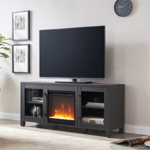 Charcoal Gray TV Stand with Crystal Fireplace Insert - Henn&Hart - 1 of 4