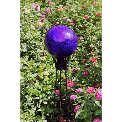 17" Blue Crackle Glass Gazing Globe